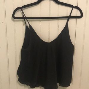 Free People Black Satin Tank Top